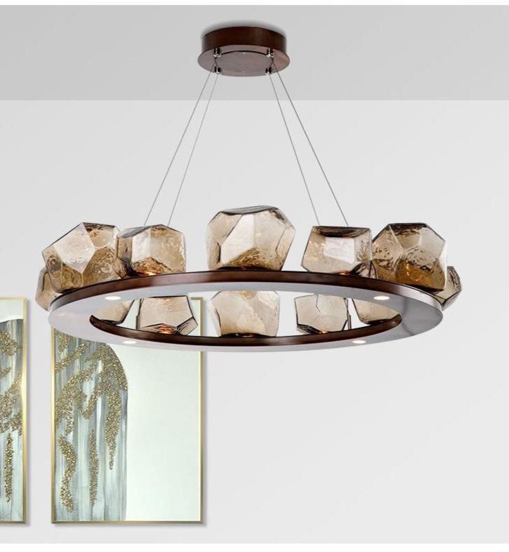 Nordic Creative Living Room Chandelier Modern Minimalist Shaped Glass