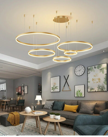 Nordic LED Pendant Lights Art Free combination Rings Cord Pendant Lamp For Living Room Kitchen Cafe Bedroom Hanging Lights