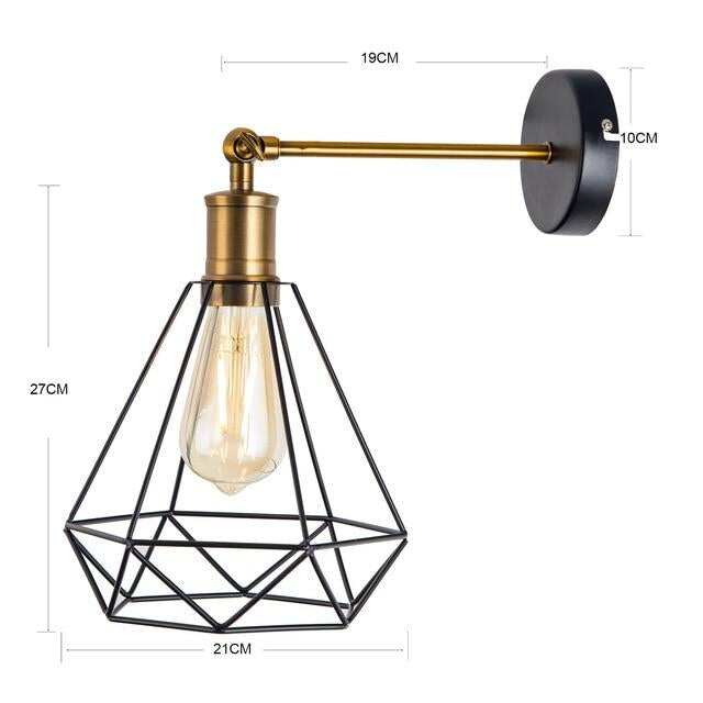 Modern  Industrial Vintage Cage Pendant Light Iron Art Diamond Pyramid Wrought home Ceiling Lamp Suitable for E27 bulbs
