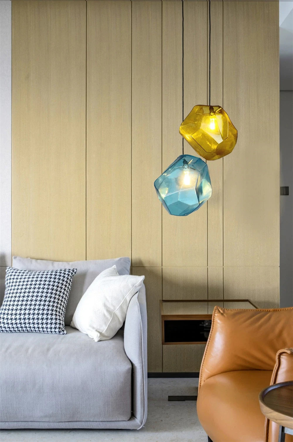 Simple Stone glass pendant light colorful indoor G4 LED lamp The restaurant dining room bar cafe shop lighting Fixture