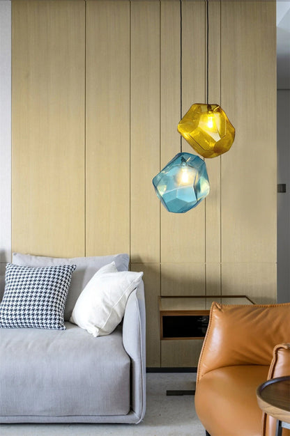 Simple Stone glass pendant light colorful indoor G4 LED lamp The restaurant dining room bar cafe shop lighting Fixture