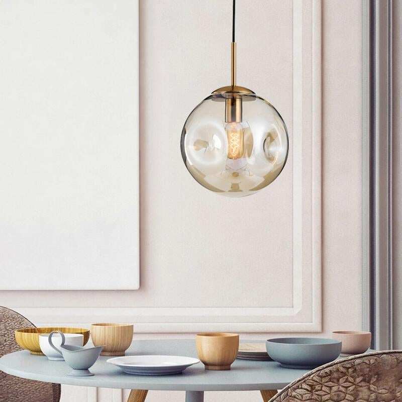 Modern Loft Glass Ball Pendant Light LED E27 Nordic Hanging Lamp With 2 Colors For Living Room Restaurant Bedroom Lobby Kitchen