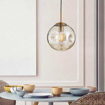Modern Loft Glass Ball Pendant Light LED E27 Nordic Hanging Lamp With 2 Colors For Living Room Restaurant Bedroom Lobby Kitchen
