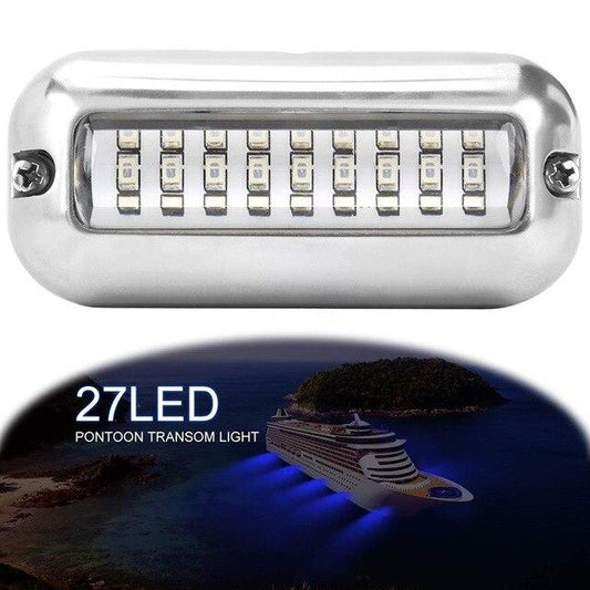 Universal 3.5inch 12V DC White/Blue/Green 27 LED Marine Stainless Steel Under Water Pontoon Waterproof Boat Transom Light IP68