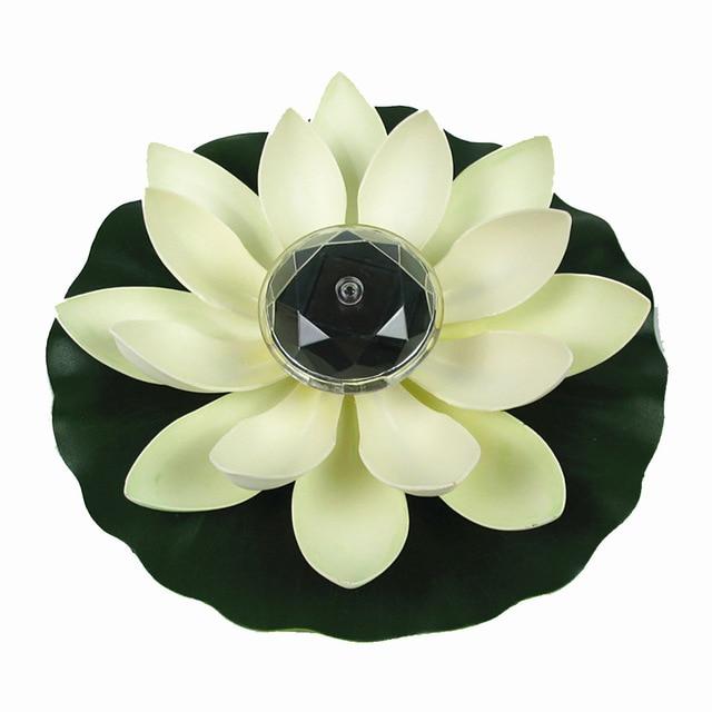 Solar Powered LED Flower Light Floating Fountain Pond Garden Pool Lamp Realistic Lotus shape Led Bright Lamps Bulb