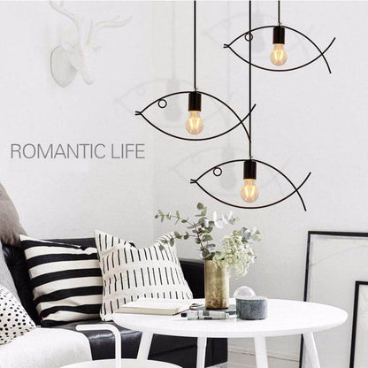 Nordic minimalist retro clothing store creative personality small fish chandelier bar restaurant wrought iron single three head