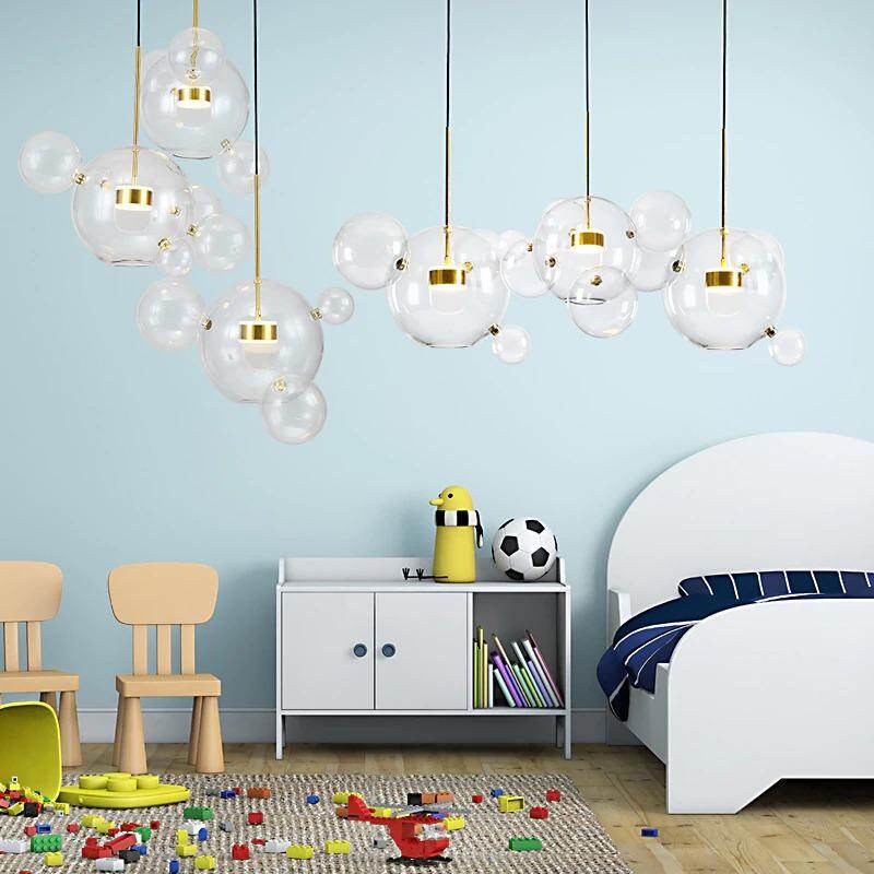 Modern Creative Clear Glass Bubble Ball LED Pendant Llights Kitchen Bedroom Store Cafe Interior Lighting Decorative Hanging Lamp
