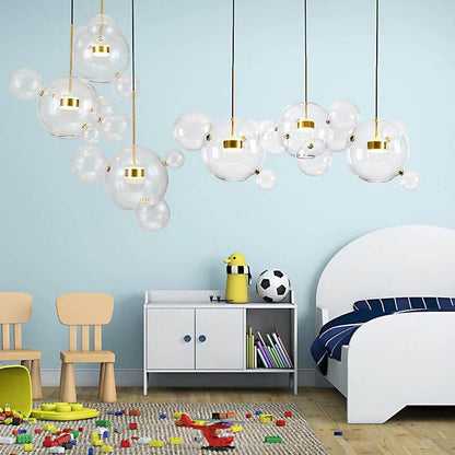 Modern Creative Clear Glass Bubble Ball LED Pendant Llights Kitchen Bedroom Store Cafe Interior Lighting Decorative Hanging Lamp