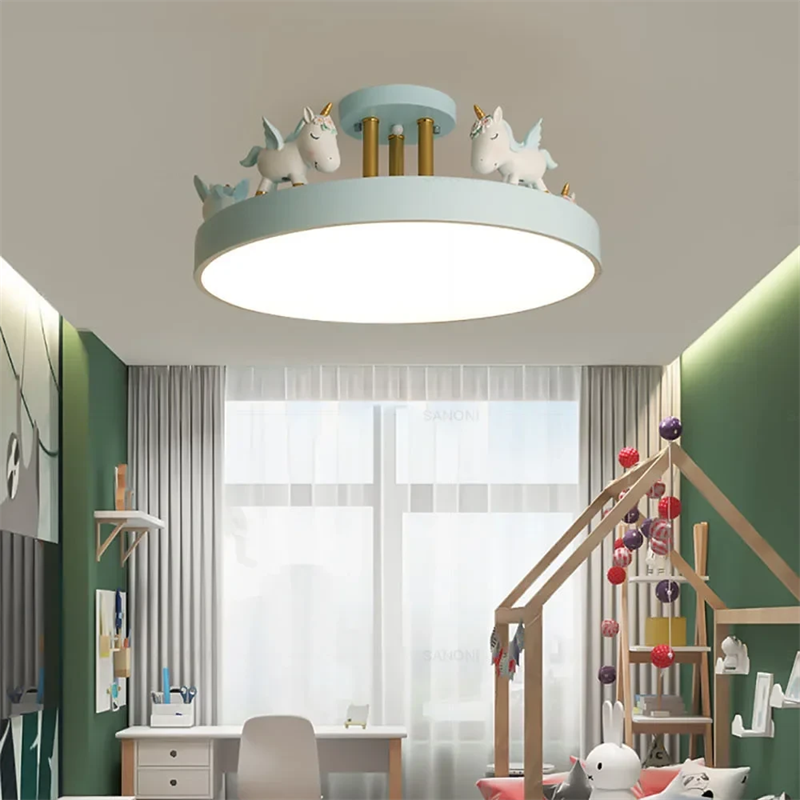 Modern Unicorn Design LED Ceiling Lamp for Living Dining Room Children's Room Sofa Chandelier Simple Fixture