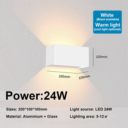 Nordic Modern Wall Light 12W 24W IP65 Waterproof LED Lamps Indoor Outdoor Wall Porch Bedroom Wall Lamp