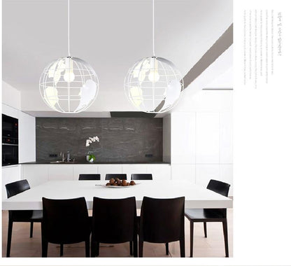 Nordic LED globe pendant lamp iron black / white lamp cafe living room bar office ceiling children ceiling lamp bedroom