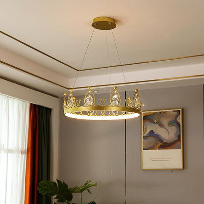 Chandelier Crown Luxury Living Room Bedroom Crystal Lamp