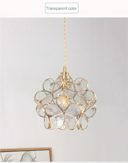 Glass Pendant Lamp Flower Lighting Japanese Loft LED Crystal Hanging Lights For Dining Room Bedroom Kitchen Art Deco Fixtures