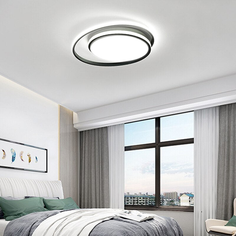 Round Modern Led Ceiling Lights For Living Room Bedroom Fixture Remote Controller+Dimmable White Or Black Ceiling Lamp