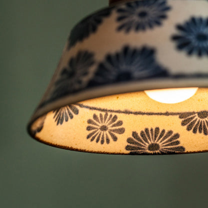 Chinese-style Retro Tea Room Colored Glazed Ceramic Blue-and-white Pendant Lamp