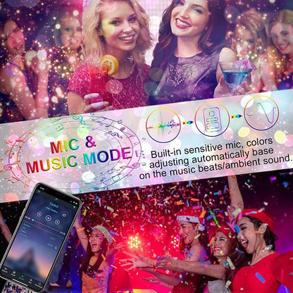 20M LED Strip Lights RGB LED Light Strip Music Sync 1200LEDs LED Strip 2835 SMD Color Changing LED Strip Light Bluetooth Controller and 40 Key Remote LED Lights for Bedroom Home Party