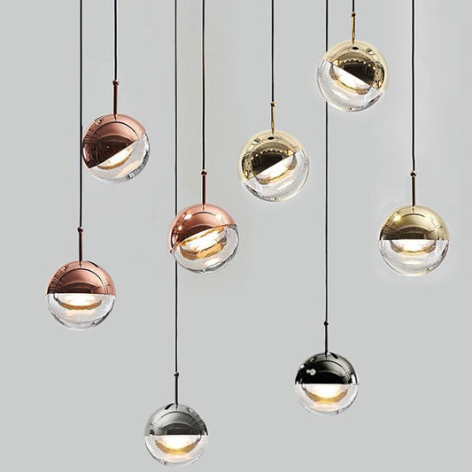 Nordic Loft Rose Gold crystal Ball Pendant Light Personality Designer Aisle Bar Living Room Bedside Suspension Light Fixtures