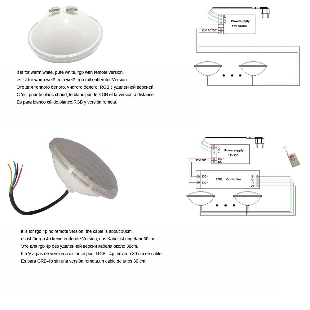 18W 36W 54W Projecteur LED Piscine Underwater Pool Lighting 12V PAR 56 RGB Spotlight Warm White Cool White