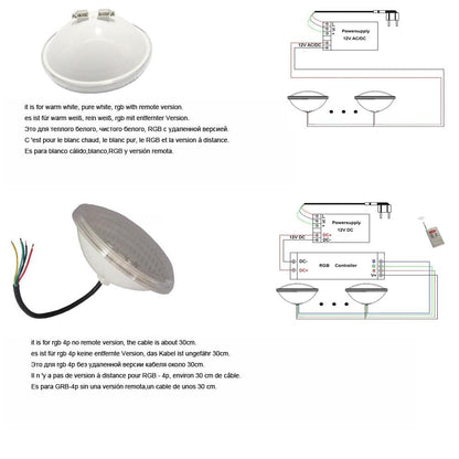 18W 36W 54W Projecteur LED Piscine Underwater Pool Lighting 12V PAR 56 RGB Spotlight Warm White Cool White