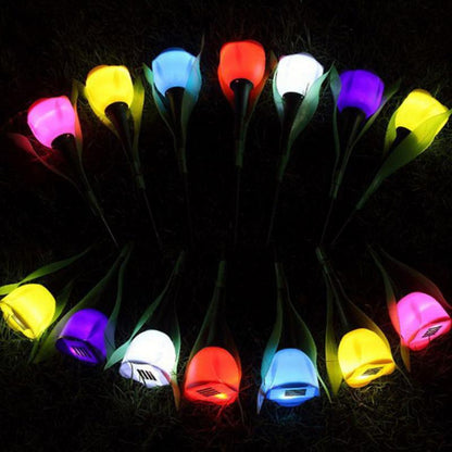 8 Colors Hot Sale Outdoor Garden Solar LED Light Solar Powered LED Tulip Home Lawn Lamp Landscape Night Flower Lamp 1Pc