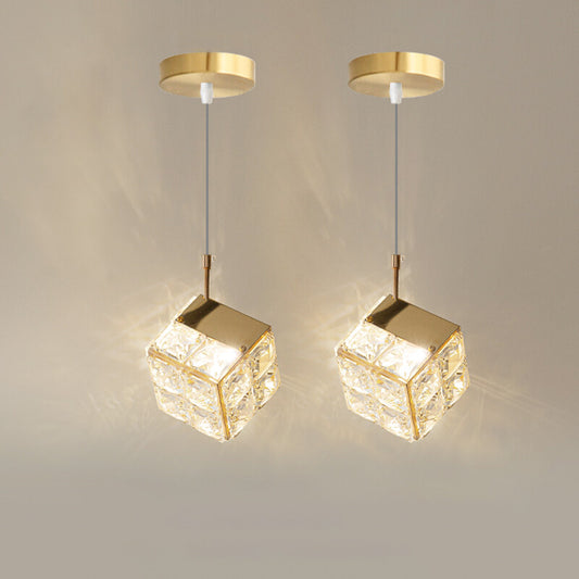 Light Luxury French Modern Crystal Bedroom Headboard Long Chandelier Dandelion Dining Room Bedroom Atmosphere Water Cube Lamp