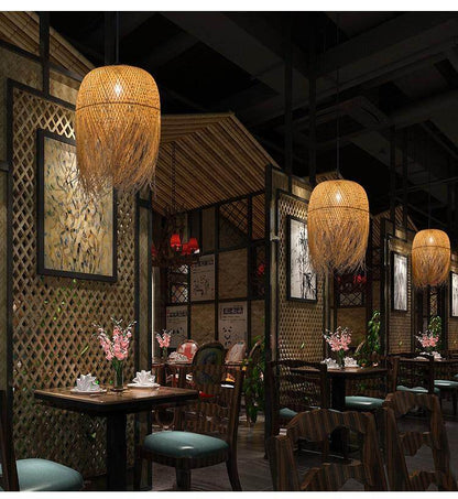Chinese Bamboo Pendant Lights Led Hang Lamps For Home Luminaire Design Japanese Pendant Loft Hanging Lustre Suspension Fixtures