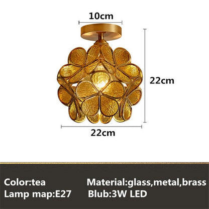 Europe Colorful Flower Glass Ceiling Lamp E26/27 LED Indoor Lamp Modern Restaurant Dining Room Bar Cafe Shop Lighting Fixture