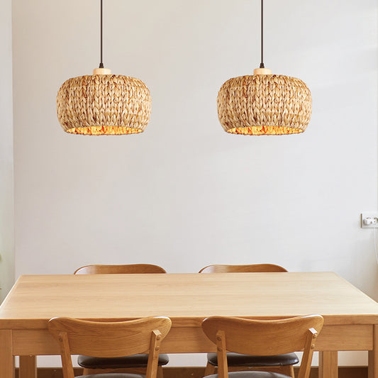E26 E27 Base Pendant light Vintage Bamboo Rattan Hanging Lamp Home Bedroom HandMade Decors Lampshade Hallway Kitchen Island