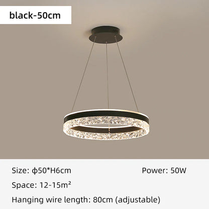 Modern Round Ring Led Chandelier Remote Control Pendant Lamp For Living Room Dining Room Kitchen Bedroom Design Hanging Light