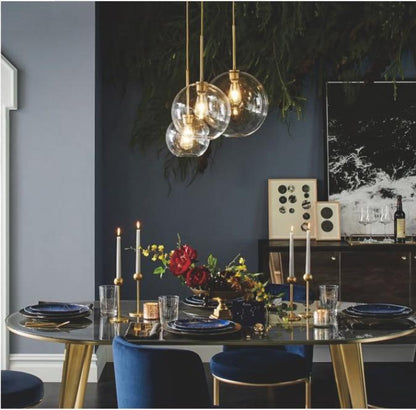Customized 1 Set Of 8 Pieces Gold Glass Ball Hanging Lamp