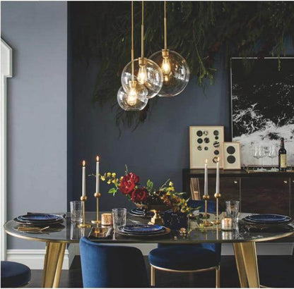 Loft Modern Pendant Light Silver Gold Glass Ball Hanging Lamp Hanglamp Kitchen Light Fixture Dining Living Room Luminaire