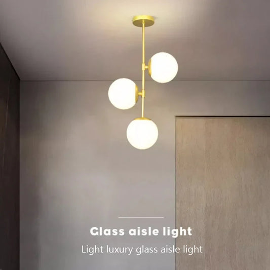 Nordic Multi Head Glass Ceiling Light For Cloakroom Balcony Corridor Aisle Light Entryway Light