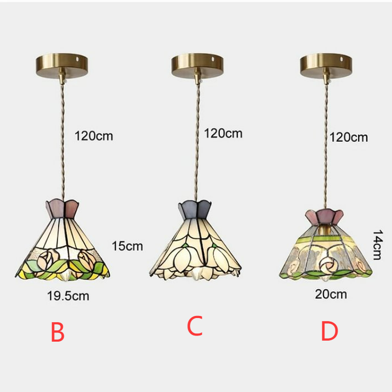 Color Tiffany Glass Pendant Light Industrial Loft Hanging Lamp Ceiling Chandelier Lighting Living Room Dining Kitchen Restaurant