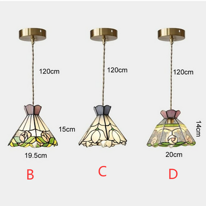 Color Tiffany Glass Pendant Light Industrial Loft Hanging Lamp Ceiling Chandelier Lighting Living Room Dining Kitchen Restaurant