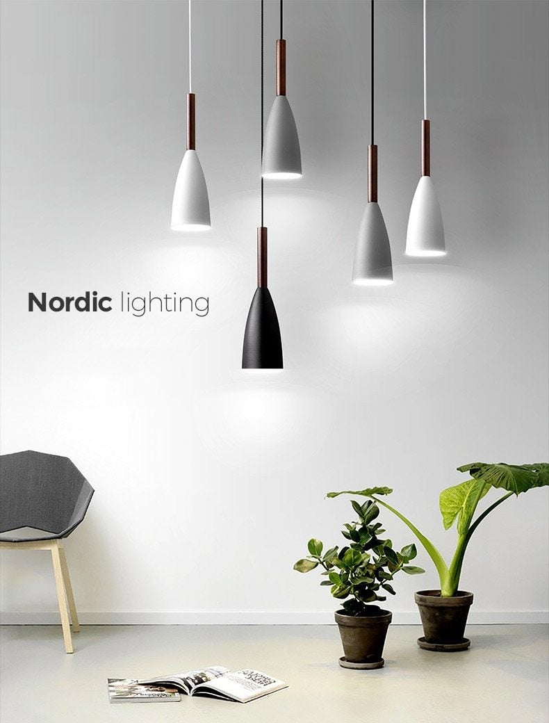 Wood Pendant Lights E27 LED Modern Hanglamp Nordic Lamp Living Room Restaurants Kitchen Dining Bar Droplight