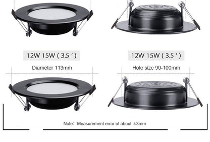 led downlight lamp Black waterproof 3w 5w 7W 9W 12W 15W led spot ceiling recessed downlights round led panel light