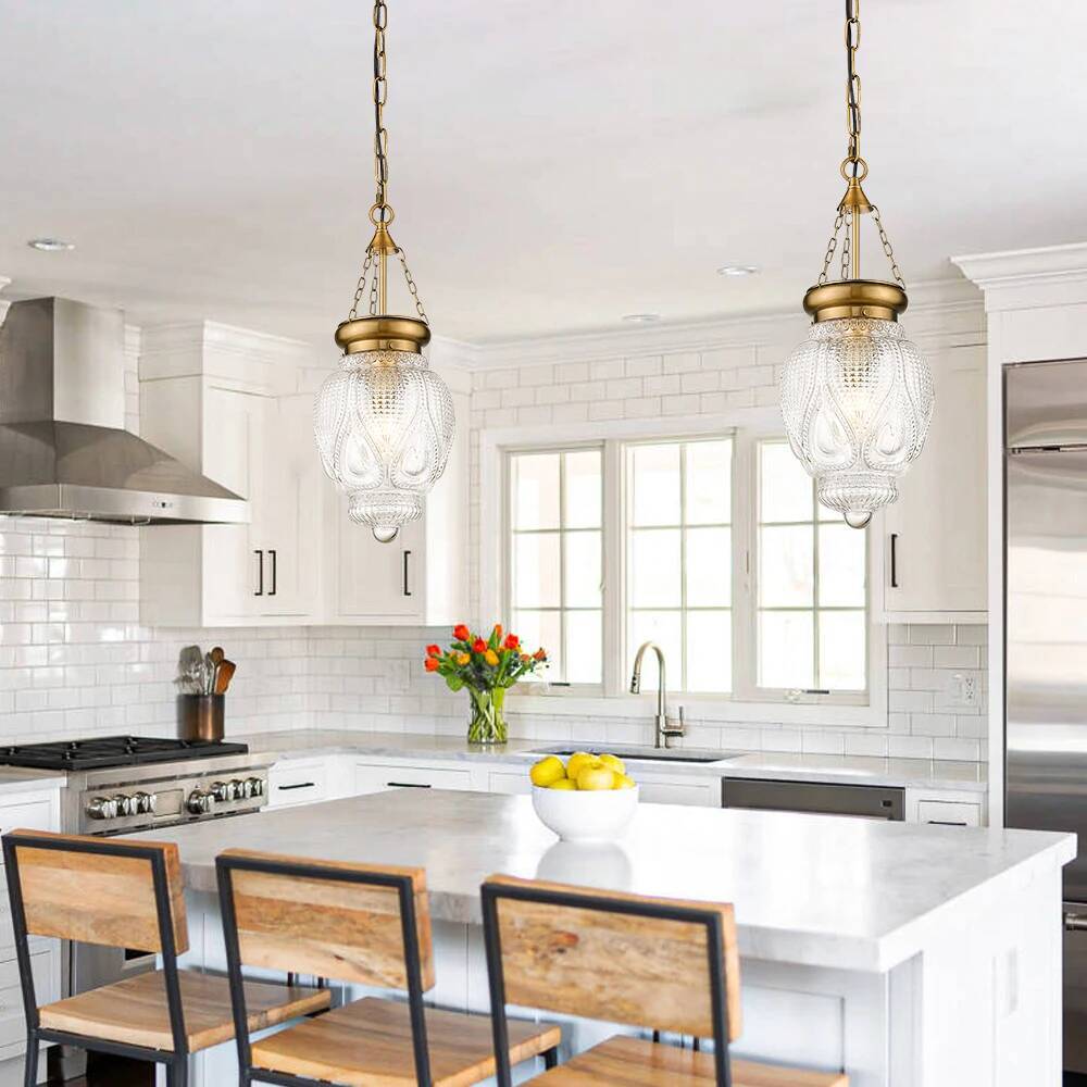 Farmhouse Glass Pendant Lights for Kitchen Island Modern Hanging Chandelier Ceiling Lam