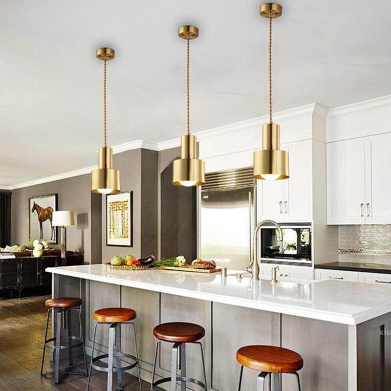 Copper Pendant Light Dining Room Kitchen Island LED Brass Hanging Lamp Kitchen Lighting Fixture Loft Bedside Hanglamp