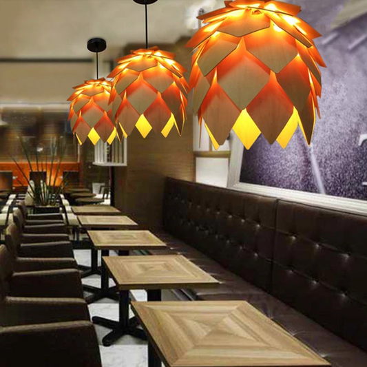 Modern Pendant Lights Pinecone Kitchen Lamp LED Loft Lighting Vintage Wood Lamp
