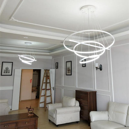 Aluminum Circle Rings Modern LED Chandelier lighting White&Black&Gold Lustre Living Kitchen Dining room nordic lamp luminarias