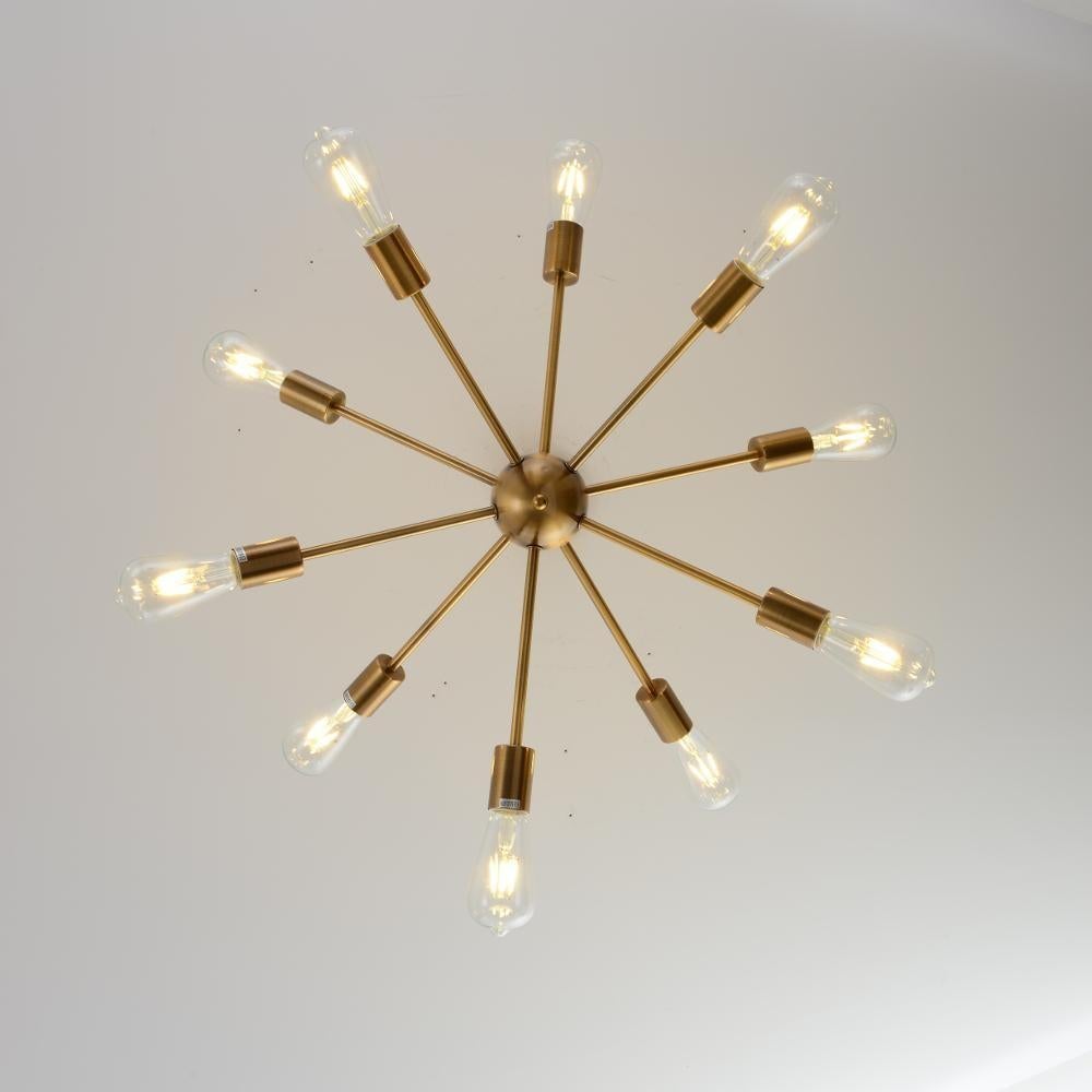 Sputnik Chandeliers Brass Modern Pendant Lamps Antique Gold Industrial Stair Lighting Fixtures 10 Arms Brushed Nickel Black Tube
