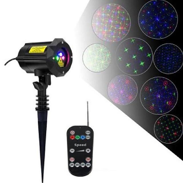 1pcs x-35p-b 8 patterns in 1 rgb  dots star christmas laser light projector outdoor garden laser christmas lights with rf remote control and security lock