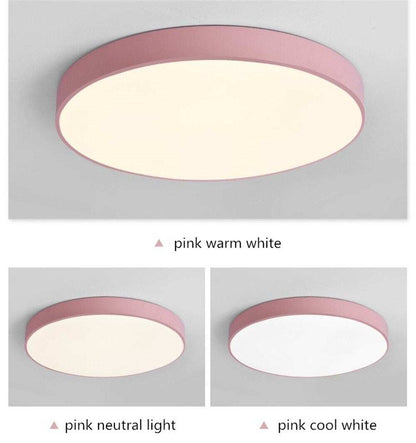 Modern Ceiling Light Round Macarons Lighting Iron Metal Acrylic Kitchen Bed Room Foyer LED Chip Lamp Decoration Light Fixture