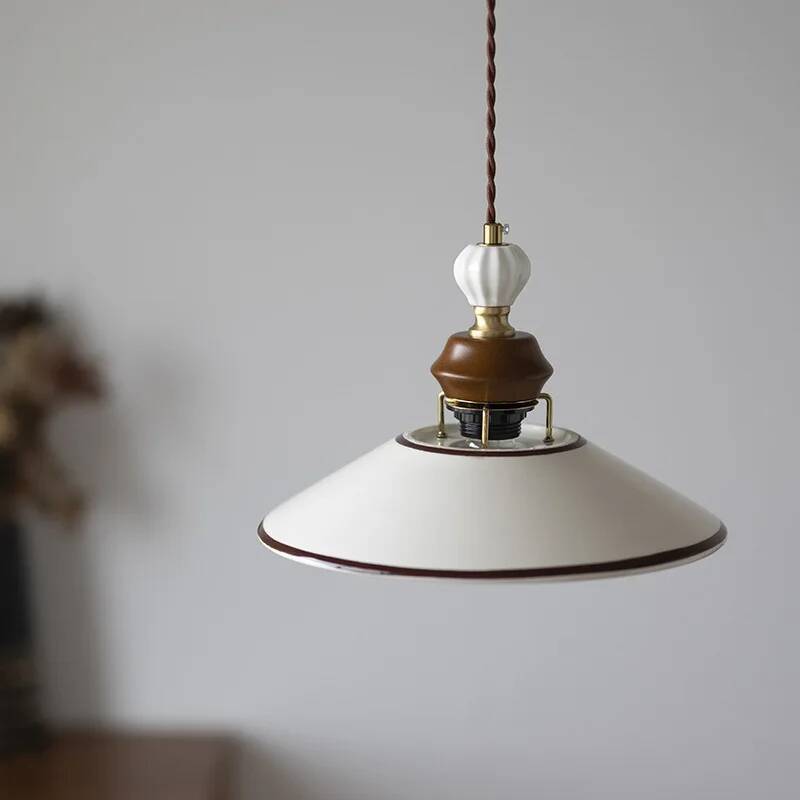 Hand-Painted French Ceramic Pendant Light Vintage Single Bulb Lamp bright and spacious