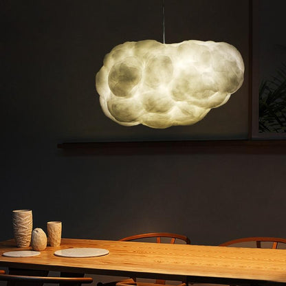 Floating white clouds chandelier silk cloud lights hotel lobby art bedroom decoration designer creative engineering lamps