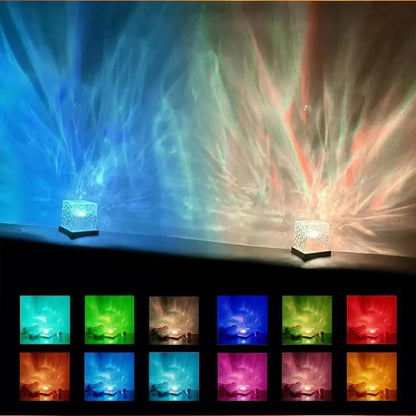 Newest 16 Colors Night Light Remote Ocean Wave Projection Lamp Aurora Projector Lights Home Decor USB plug-in Table Nightlight