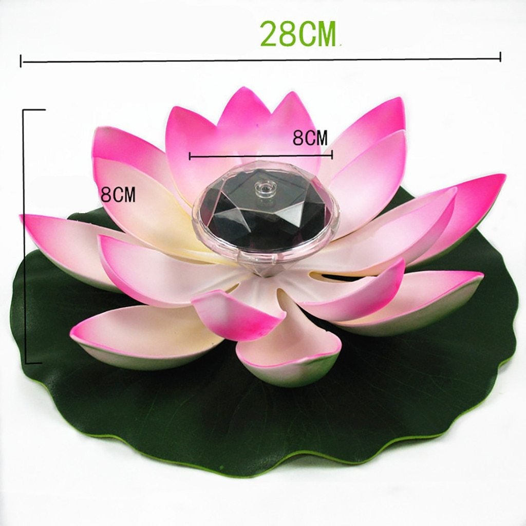 Solar Powered LED Flower Light Floating Fountain Pond Garden Pool Lamp Realistic Lotus shape Led Bright Lamps Bulb