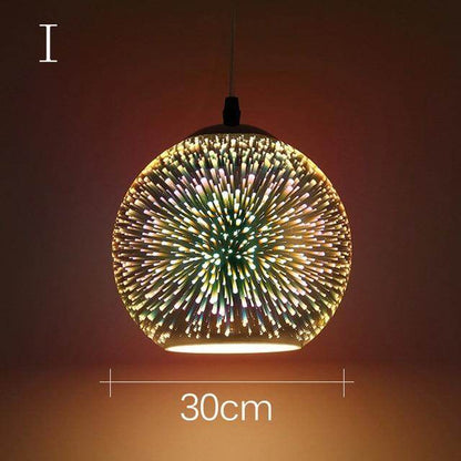 Modern 3D Colorful Nordic Starry Sky Hanging Glass Shade Pendant Lamp Lights E27 LED For Kitchen Restaurant Living Room