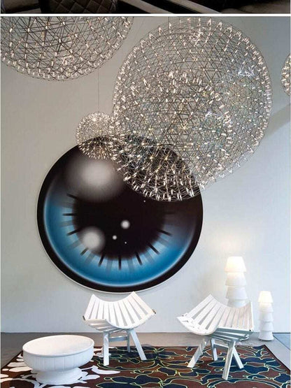 Modern Brief Loft Spark Ball LED Pendant Light Fixture Firework Ball Stainless Steel Pendant Lamps Home Deco Lighting