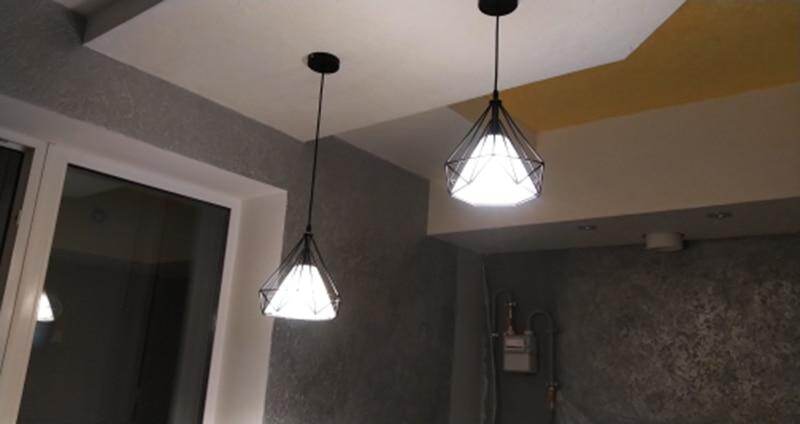 Modern Iron Painted Industrial Chandeliers E27 Diamond Chandelier LED Lighting For Living Room Kitchen Bedroom Bar Hotel